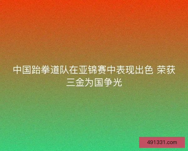 中国跆拳道队在亚锦赛中表现出色 荣获三金为国争光