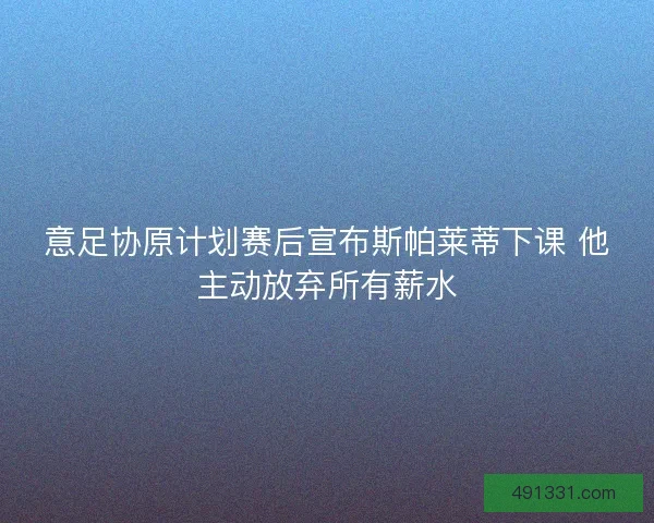 意足协原计划赛后宣布斯帕莱蒂下课 他主动放弃所有薪水 意足协原计划赛后宣布斯帕莱蒂下课 他主动放弃所有薪水